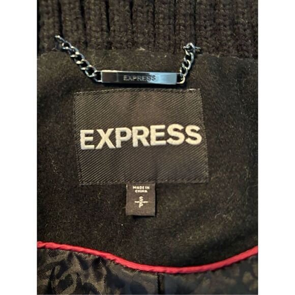 Express Black Side Zip WoolBland Trench Coat - Picture 9 of 11